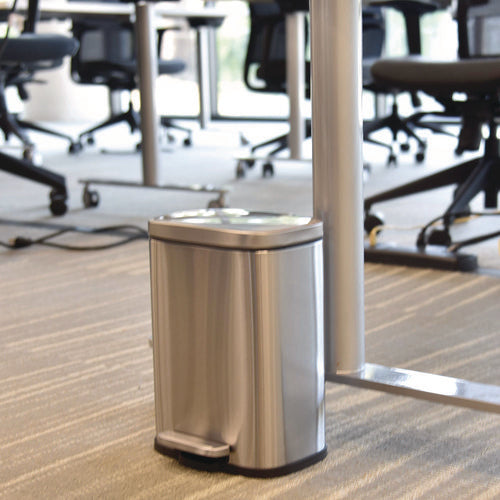 HLS Commercial Step Pedal Trash Can 1.3 Gal Plastic/stainless Steel Silver