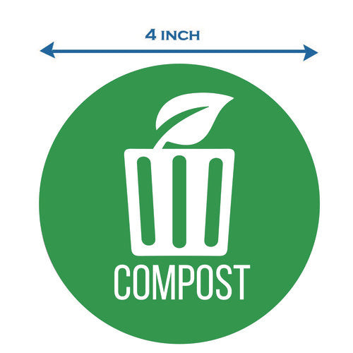 HLS Commercial Vinyl Decals Compost 4" Diameter Green/white 3/pack