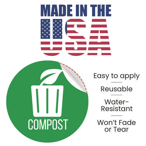 HLS Commercial Vinyl Decals Compost 4" Diameter Green/white 3/pack