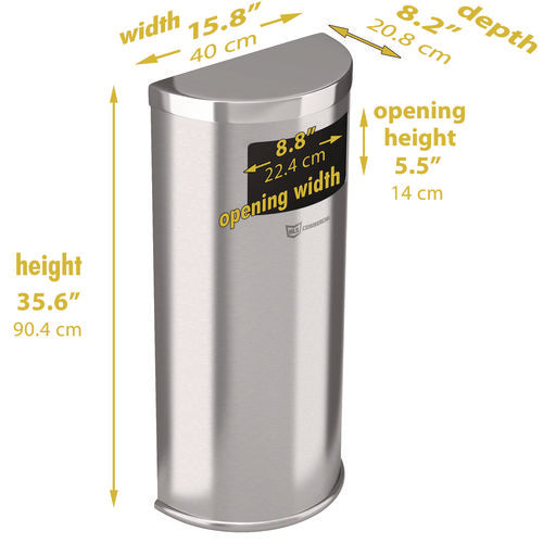 HLS Commercial Side-entry Trash Can With Wall Mount 9 Gal Stainless Steel Silver
