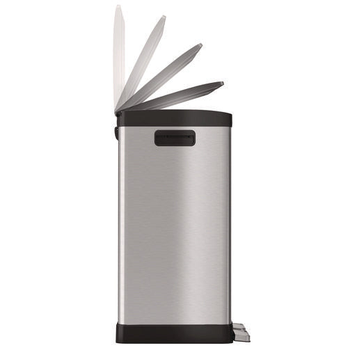 HLS Commercial Step Pedal Trash Can And Recycle Bin 16 Gal Plastic/stainless Steel Silver