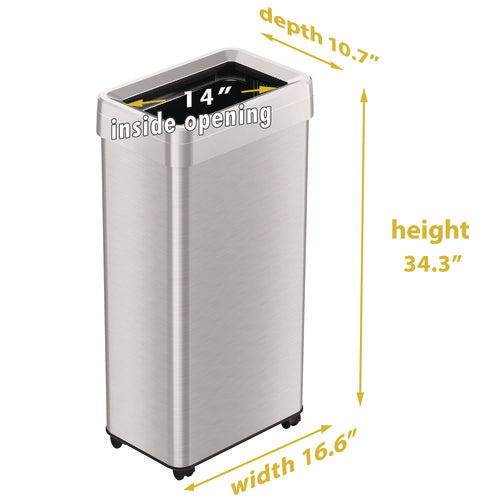 HLS Commercial Open Top Trash Can With Wheels 21 Gal Plastic/stainless Steel Silver