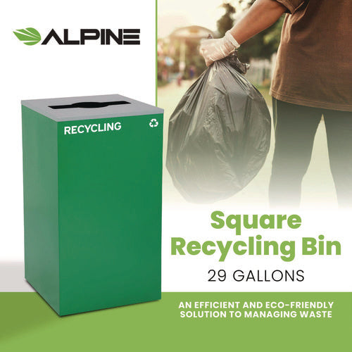 Alpine Industries 29 Gallon Trash/recycling Cans Steel Green Recycling Can With Mixed Lid