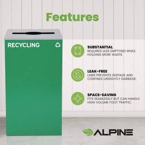 Alpine Industries 29 Gallon Trash/recycling Cans Steel Green Recycling Can With Mixed Lid