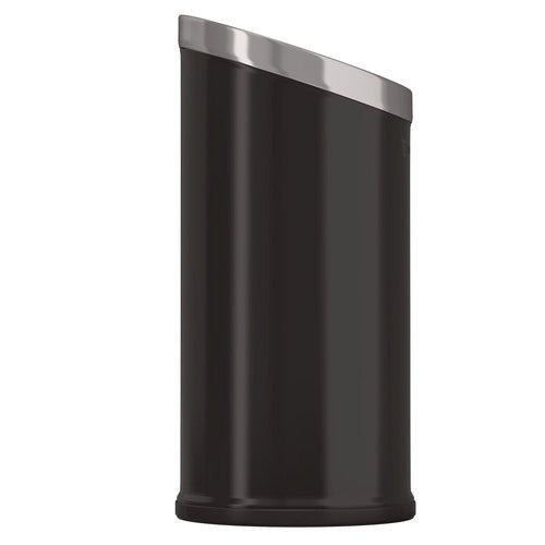 HLS Commercial Beveled Open Top Trash Can 15 Gal Stainless Steel Black