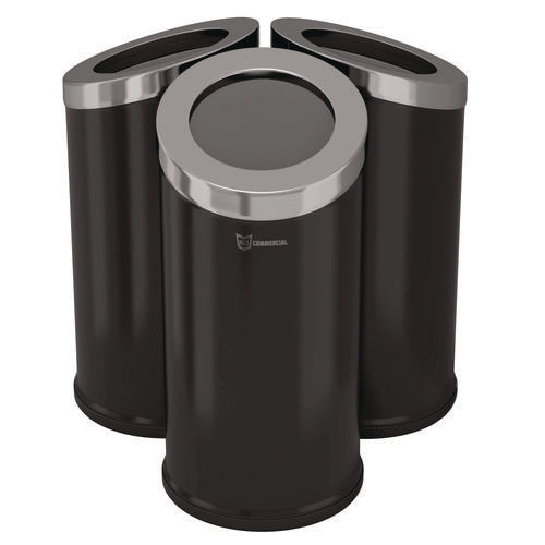 HLS Commercial Beveled Open Top Trash Can 15 Gal Stainless Steel Black