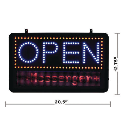 Alpine Industries Led Programmable Message Board Open Sign 22x13 Black Frame Blue/red Graphics