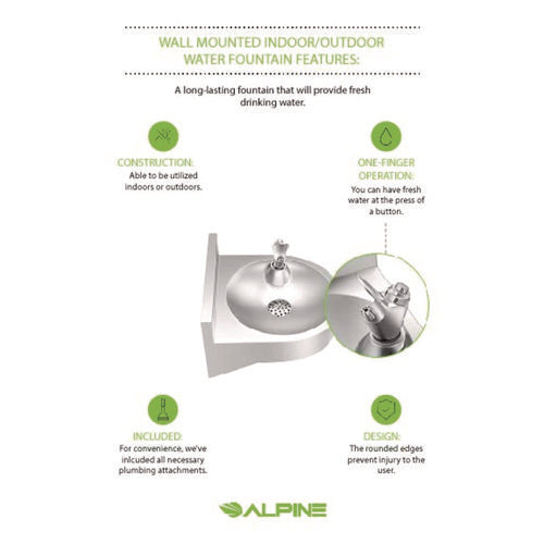 Alpine Industries Wall-mounted Indoor/outdoor Water Fountain Single-level Non-filtered Non-refrigerated Silver