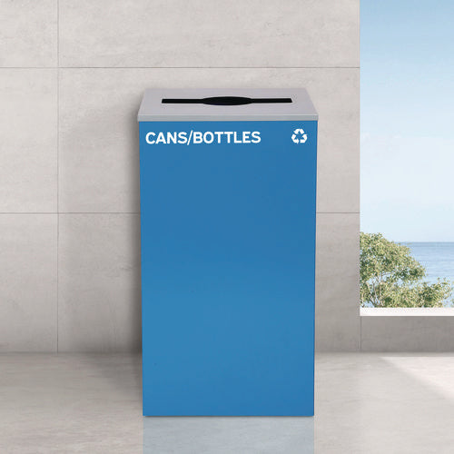 Alpine Industries 29 Gallon Trash/recycling Cans Steel Blue Cans/bottles Recycling Can With Mixed Lid