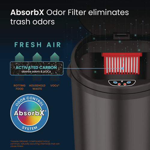 HLS Commercial Sensor Trash Can 8 Gal Plastic/stainless Steel Black