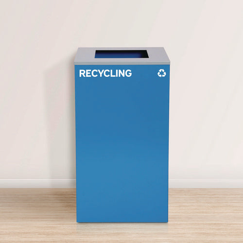 Alpine Industries 29 Gallon Trash/recycling Cans Steel Blue Recycling Can With Square Lid