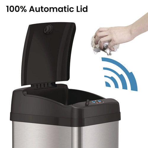 HLS Commercial Sensor Trash Can Rectangular 13 Gal Plastic/stainless Steel Silver