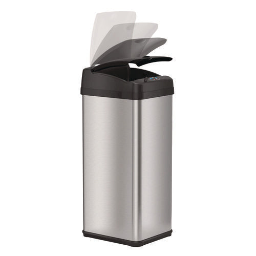 HLS Commercial Sensor Trash Can Rectangular 13 Gal Plastic/stainless Steel Silver