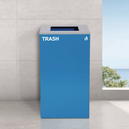 Alpine Industries 29 Gallon Trash/recycling Cans Steel Blue Trash Can With Square Lid