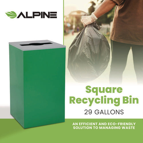 Alpine Industries 29 Gallon Trash/recycling Cans Steel Green Can With Mixed Lid