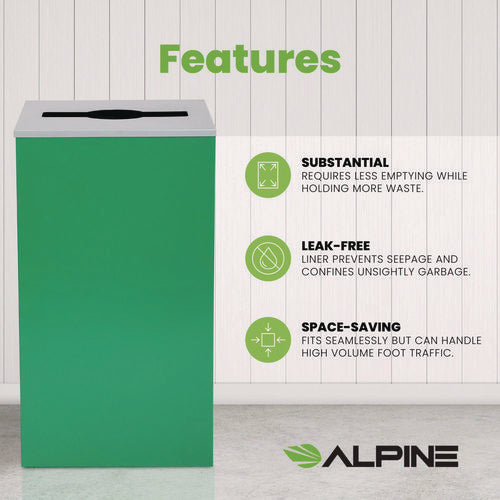 Alpine Industries 29 Gallon Trash/recycling Cans Steel Green Can With Mixed Lid