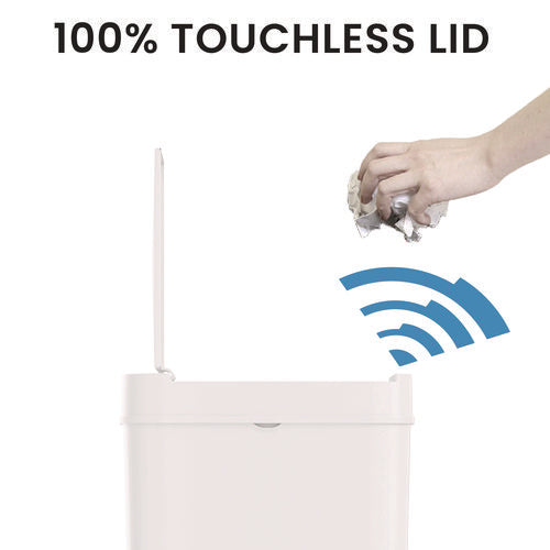 HLS Commercial Plastic Sensor Trash Can 3 Gal Plastic White
