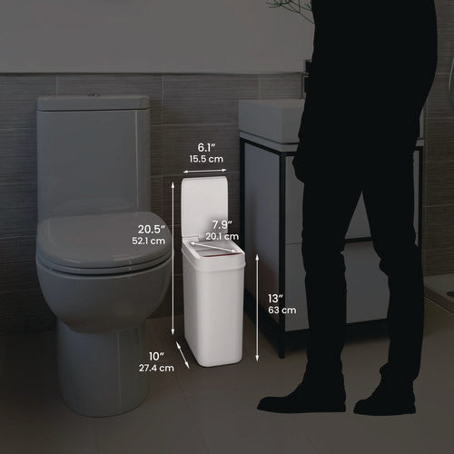 HLS Commercial Plastic Sensor Trash Can 3 Gal Plastic White