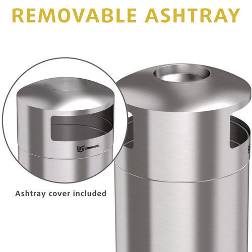 HLS Commercial Extra-large Dual Side-entry Trash Can Outdoor 50 Gal Stainless Steel Silver