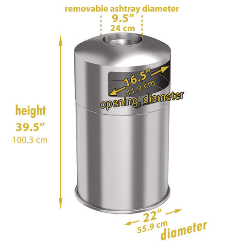HLS Commercial Extra-large Dual Side-entry Trash Can Outdoor 50 Gal Stainless Steel Silver