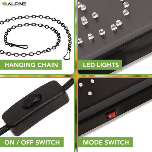 Alpine Industries Led Rectangular Taco Sign 19x10 Black Frame Green/red/yellow Graphics