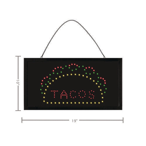 Alpine Industries Led Rectangular Taco Sign 19x10 Black Frame Green/red/yellow Graphics