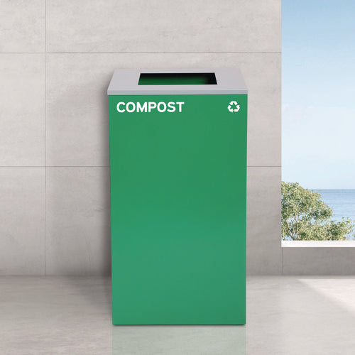 Alpine Industries 29 Gallon Trash/recycling Cans Steel Green Compost Can With Square Lid