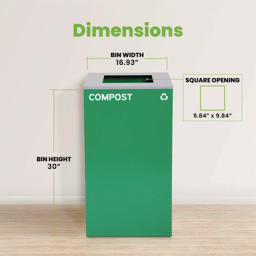 Alpine Industries 29 Gallon Trash/recycling Cans Steel Green Compost Can With Square Lid