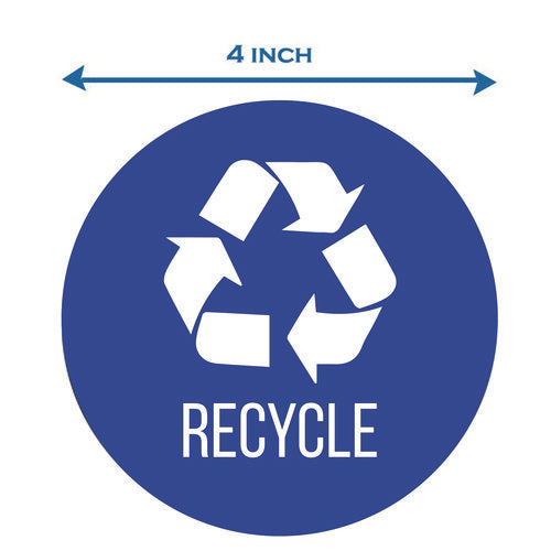 HLS Commercial Vinyl Decals Recycle 4" Diameter Blue/white 3/pack