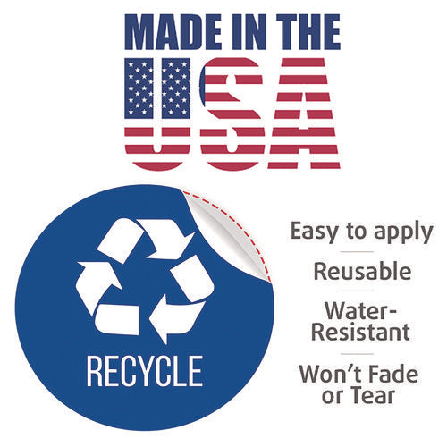 HLS Commercial Vinyl Decals Recycle 4" Diameter Blue/white 3/pack