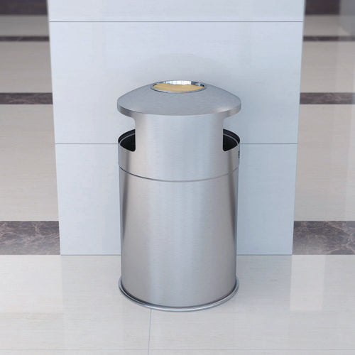 HLS Commercial Extra-large Dual Side-entry Trash Can Indoor 50 Gal Stainless Steel Silver
