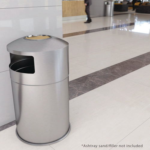 HLS Commercial Extra-large Dual Side-entry Trash Can Indoor 50 Gal Stainless Steel Silver