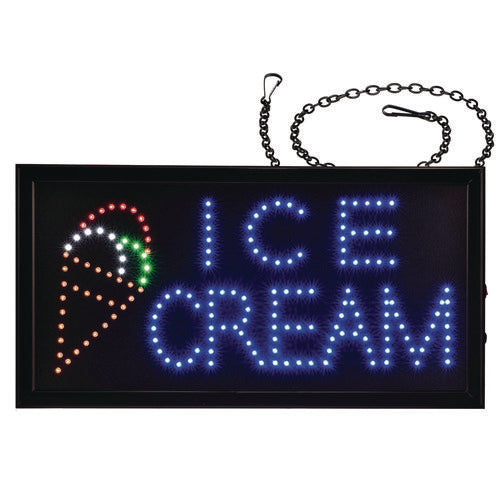 Alpine Industries Led Rectangular Ice Cream Sign 19x10 Black Frame Blue/green/orange/red/white Graphics
