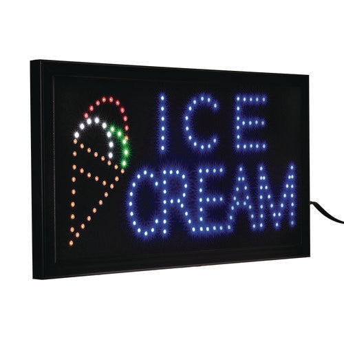 Alpine Industries Led Rectangular Ice Cream Sign 19x10 Black Frame Blue/green/orange/red/white Graphics