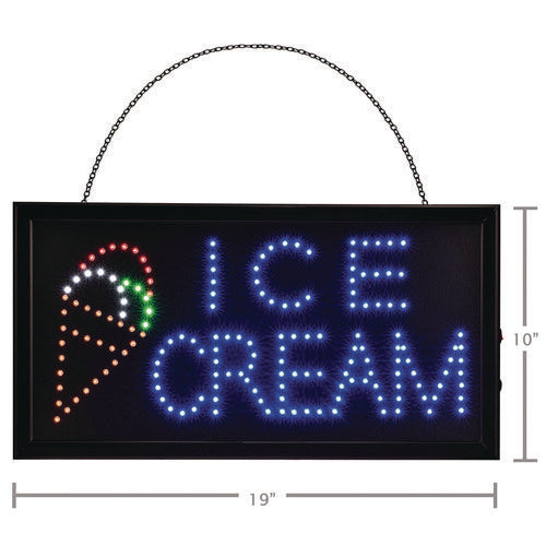 Alpine Industries Led Rectangular Ice Cream Sign 19x10 Black Frame Blue/green/orange/red/white Graphics