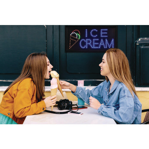 Alpine Industries Led Rectangular Ice Cream Sign 19x10 Black Frame Blue/green/orange/red/white Graphics