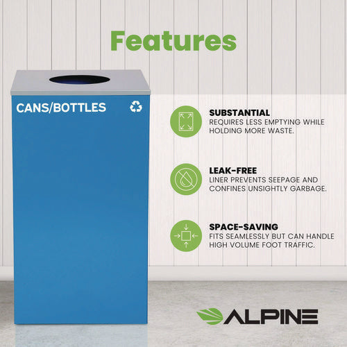 Alpine Industries 29 Gallon Trash/recycling Cans Steel Blue Cans/bottles Recycling Can With Circle Lid