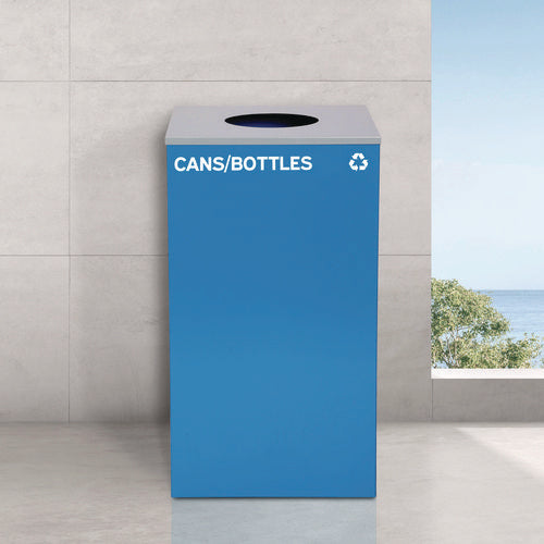 Alpine Industries 29 Gallon Trash/recycling Cans Steel Blue Cans/bottles Recycling Can With Circle Lid