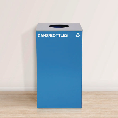 Alpine Industries 29 Gallon Trash/recycling Cans Steel Blue Cans/bottles Recycling Can With Circle Lid