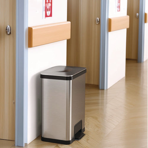 HLS Commercial Step Pedal Trash Can With Airstep Technology 13 Gal Plastic/stainless Steel Silver