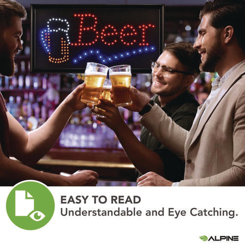 Alpine Industries Led Rectangular Beer Sign 19x10 Black Frame Blue/green/orange/red/white Graphics