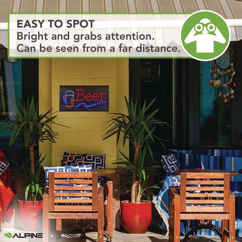 Alpine Industries Led Rectangular Beer Sign 19x10 Black Frame Blue/green/orange/red/white Graphics