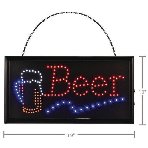 Alpine Industries Led Rectangular Beer Sign 19x10 Black Frame Blue/green/orange/red/white Graphics