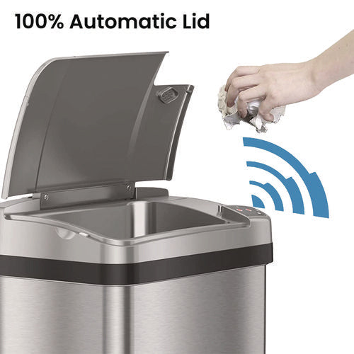 HLS Commercial Rectangular Sensor Trash Can 4 Gal Plastic/stainless Steel Silver