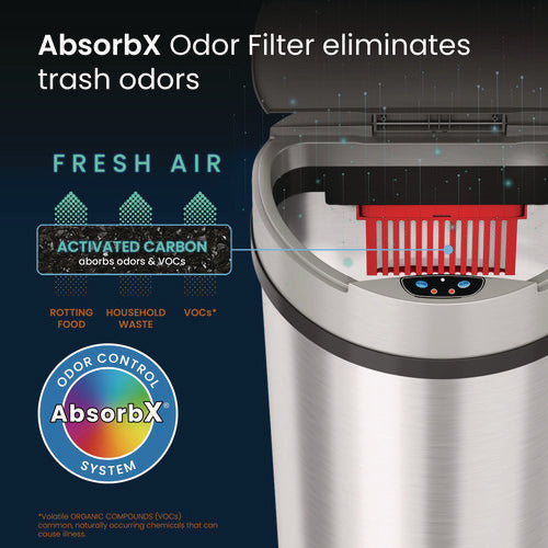HLS Commercial Sensor Trash Can Half-round Cylinder 13 Gal Plastic/stainless Steel Silver