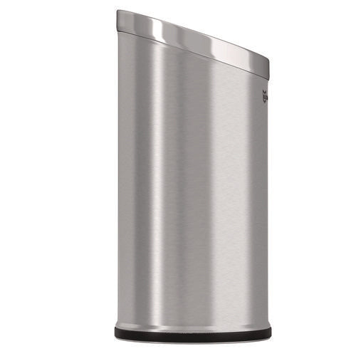 HLS Commercial Beveled Open Top Trash Can 15 Gal Stainless Steel Silver