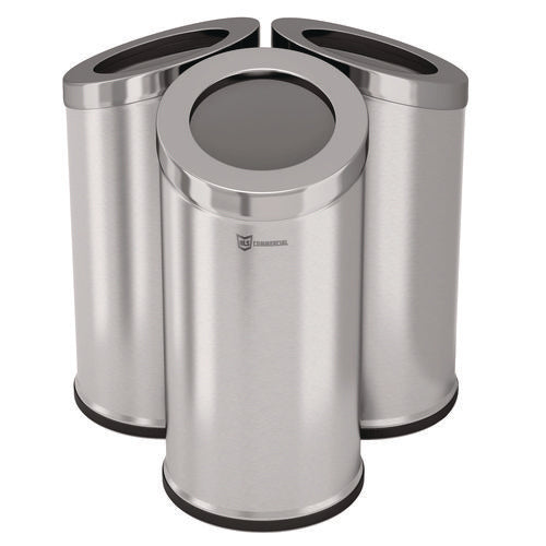 HLS Commercial Beveled Open Top Trash Can 15 Gal Stainless Steel Silver