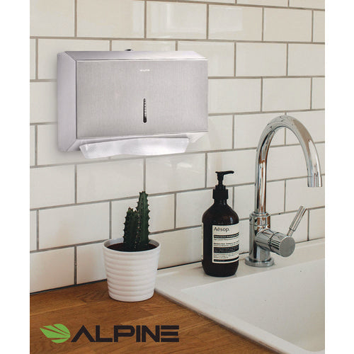 Alpine Industries Horizontal C-fold/multi-fold Paper Towel Dispenser 7.08x3.93x10.82 Brushed Nickel