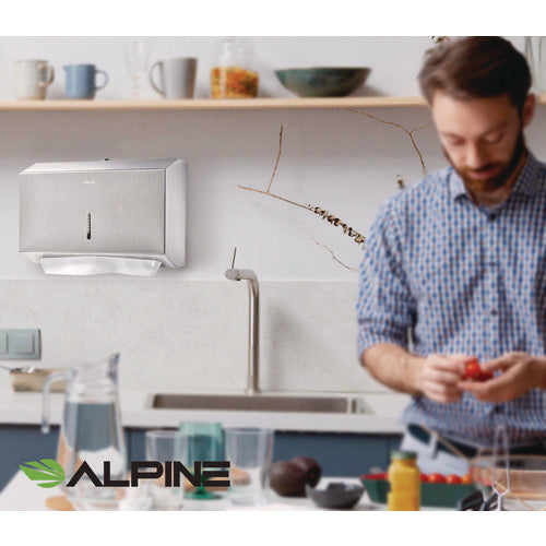 Alpine Industries Horizontal C-fold/multi-fold Paper Towel Dispenser 7.08x3.93x10.82 Brushed Nickel