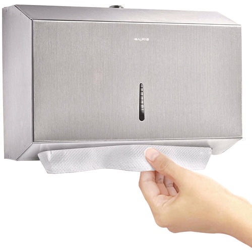 Alpine Industries Horizontal C-fold/multi-fold Paper Towel Dispenser 7.08x3.93x10.82 Brushed Nickel